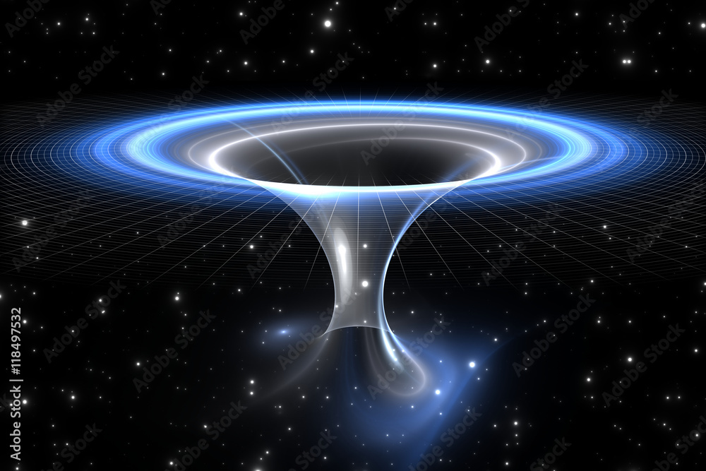 Canvas Prints wormhole or blackhole, funnel-shaped tunnel that can connect one universe with another