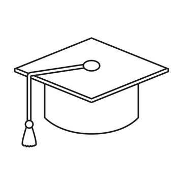 Line icon graduation cap isolated on white background. Vector illustration.