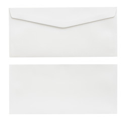 white envelope isolated on white background with Clipping Paths