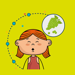 girl fruit food healthy vector illustration graphic
