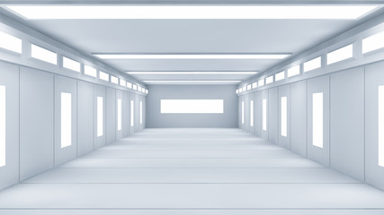 3D render. Futuristic interior room.