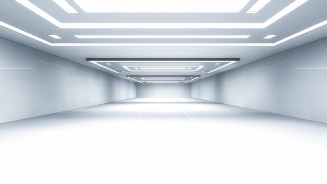 3D render. Futuristic interior room.