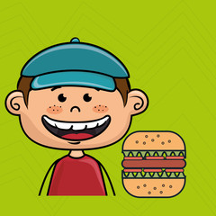 boy burger fast food vector illustration graphic