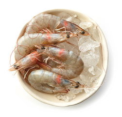 bowl of raw prawns