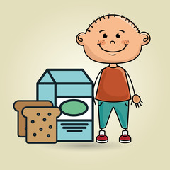 boy milk bread food vector illustration graphic