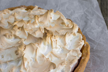 Meringue cake with strawberry jam