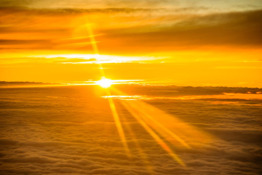 Sunset seen from airplane