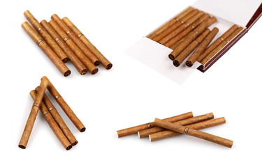 Luxury cigarillos set isolated over white background