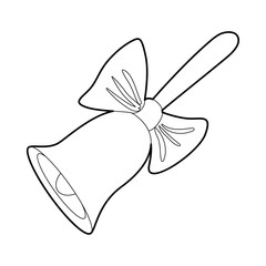 Bell icon in outline style isolated on white background. Ring symbol