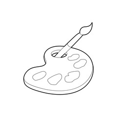 Watercolor and brush icon in outline style isolated on white background. Paint symbol