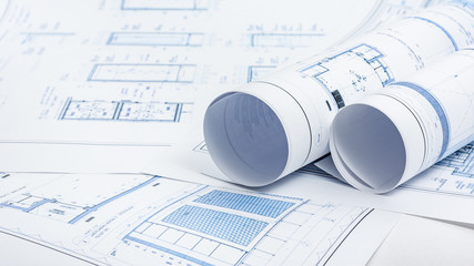 Rolled and flat architectual plans