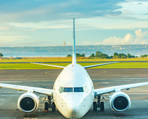 An airplane parked at the airport