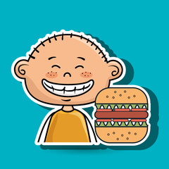 boy burger fast food vector illustration graphic