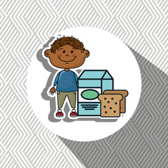 boy milk bread food vector illustration graphic