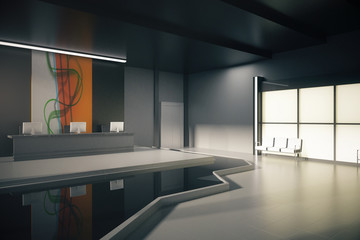 Black office lobby