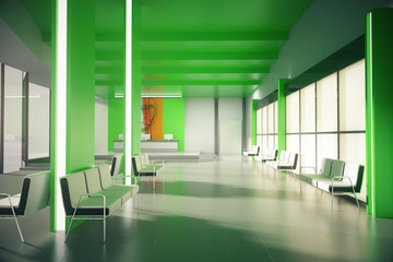 Green office waiting area