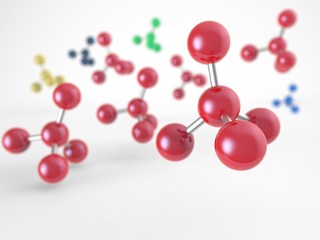 Molecular structure. Atom. 3D illustration. 3D CG.