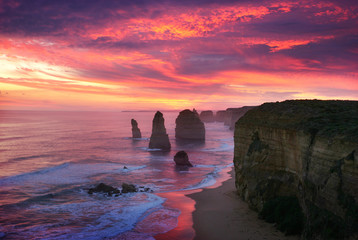 Sunset of Twelve Apostles.
-Taken in Great Ocean Road, Australia.