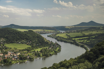 Ceske Stredohori mountains and valley of river