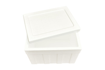 Styrofoam storage box isolated on white background. This has clipping path.