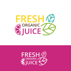 hand drawn banner juice and organic food