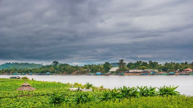 Timelapse of The Mae khong river in Chiangsaen, Chiangrai in Thailand