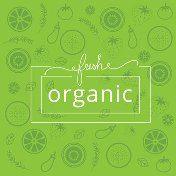 hand drawn banner juice and organic food