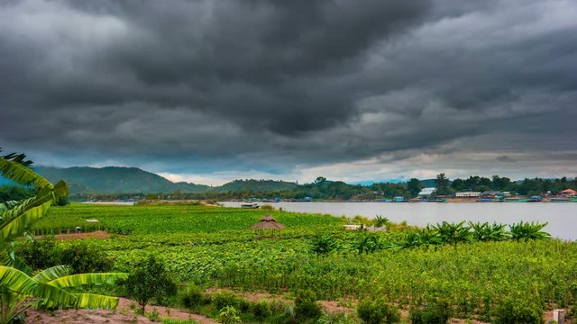 Timelapse of The Mae khong river in Chiangsaen, Chiangrai in Thailand