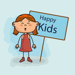 girl kids happy poster vector illustration graphic