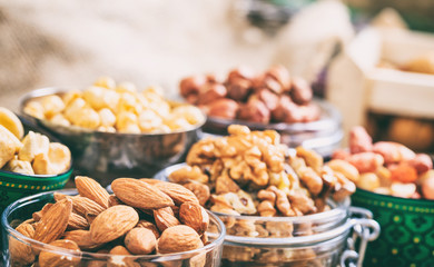Almonds, peanuts and walnuts