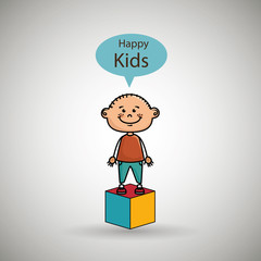 boy kids happy cube icon vector illustration graphic