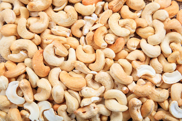 Roasted cashews as background