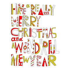 Christmas greetings. Decorative lettering for holiday cards. Vector