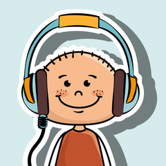 kid headphone music icon vector illustration graphic