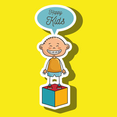 boy kids happy cube icon vector illustration graphic