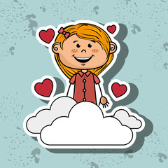 girl cloud heart love vector illustration graphic
