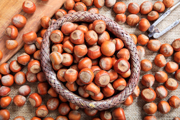 Hazelnuts in a basket