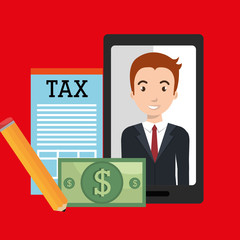 man smartphone tax dollar vector illustration eps 10