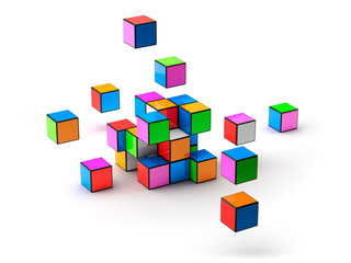 Colorful Cubes on White Background