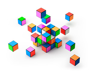 Fototapeta na wymiar Colorful Cubes on White Background
