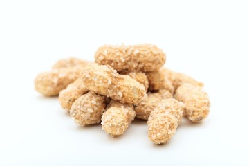Peanuts in shell on white background
