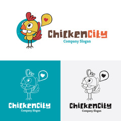 Chicken logo,vector logo template,chicken city logo.