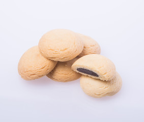 cookies or butter cookies white chocolate on background.