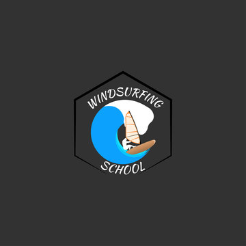 windsurfing logo vector illustration