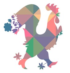 Decorative vector illustration of colorful rooster. Chinese symbol of 2017 year.