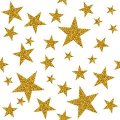 Obraz premium Seamless pattern with gold stars on white background. Vector illustration. 