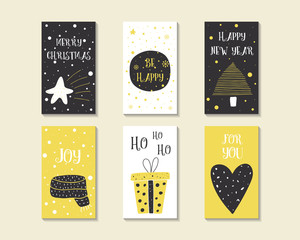 Cute hand drawn doodle Christmas cards