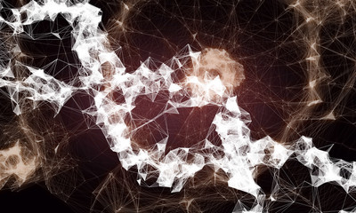 Background high tech image of dna molecule. Geometric abstract backdrop with connected lines and dots. Science background. 
