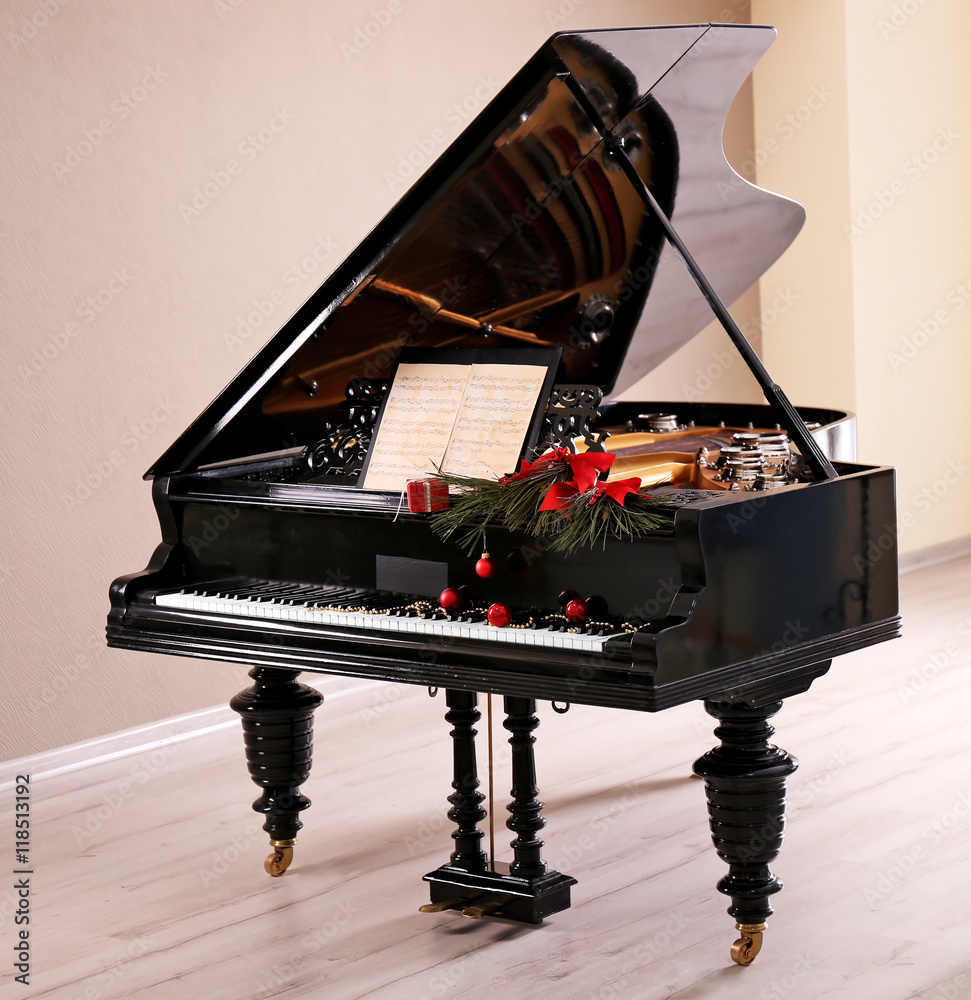 Wall mural piano with christmas decoration