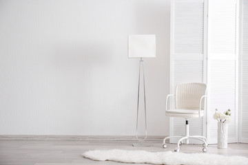 Room interior with white furniture